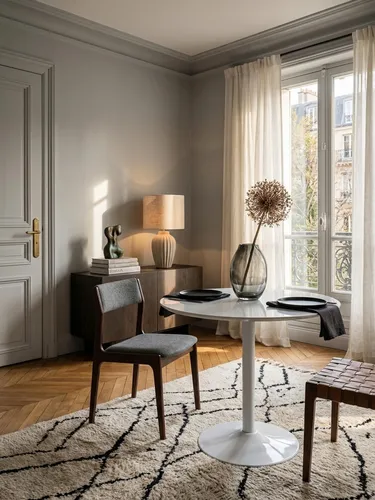 Runder Esstisch 75x75 cm in Weiß Hochglanz - Moderner Esstisch für 2 Personen, mit robuster Hochglanztischplatte und trompetenförmigem Metallgestell. Ideal für kleine Küchen und Esszimmer.