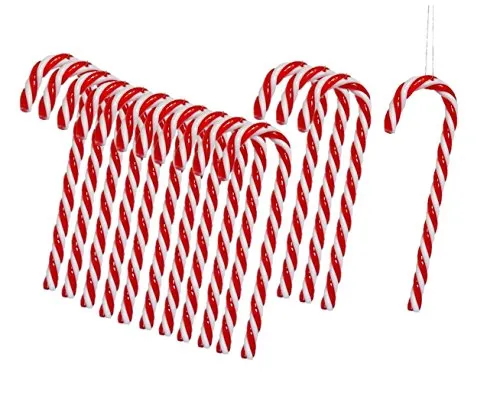 Geschenkestadl Zuckerstangen zum Hängen Rot Weiß 13cm Baumschmuck Weihnachten Anhänger Landhaus (30 Stück)