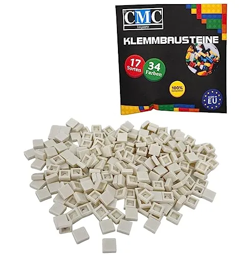 CMC imports 100 x Klemmbausteine Fliesen Tiles Bausteine 1x1 Noppen Kompatibel 34 Farben freie Farbenwahl (713 - Weiß)
