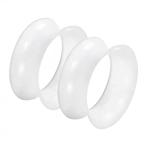 Piercingfaktor Flesh Tunnel Ohr Plug Piercing Silikon dünner Rand extra flexibel Weich Rund Creole Farbig Bunt 1 Paar metallic glänzend Weiß 10mm