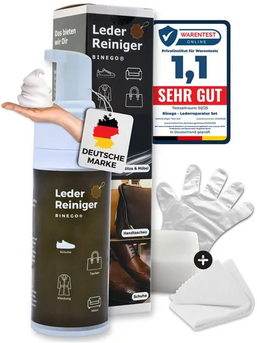 Binego Lederpflege Set Leder & Kunstleder Pflegemittel Lederschaum Lederreiniger (XXL-Set, [- Hohe Wirksamkeit)