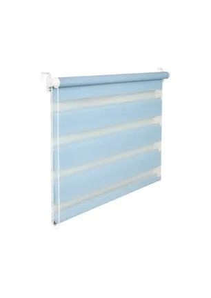 KS Handel 24 DOPPELROLLO DUOROLLO 85 cm BREIT 150 cm LANG BLAU HELLBLAU INKL. SEILZUG FENSTERROLLO KLEMMROLLO Jalousie