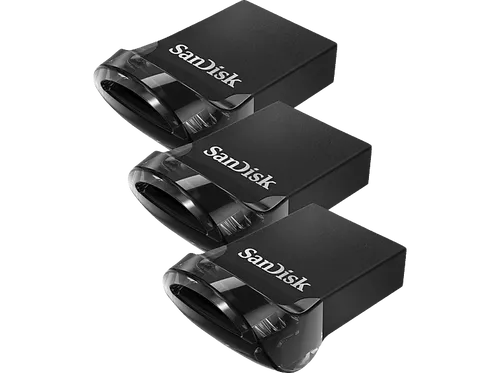 SanDisk Ultra Fit USB 3.2 Flash-Laufwerk 32 GB - 3er Pack, schnelle 130 MB/s Lesegeschwindigkeit und inklusive RescuePRO Software zur Datenwiederherstellung