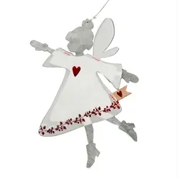 Weihnachtsanhänger Winterfee Good old friends Papier weiß, silberfarben, Designer Sarah Baumann, 16x11 cm