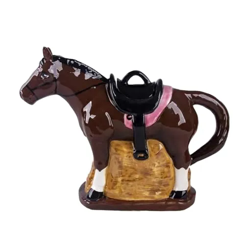 Exquisite Handbemalte Teekanne mit Pferdemotiv von Jameson & Tailor