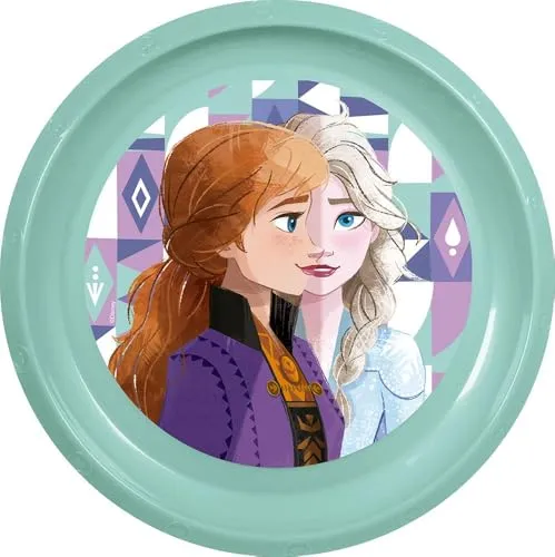 Tataway Disney Blue Flacher Teller für Kinder aus Frozen-Kunststoff, widerstandsfähig gegen versehentliche Stöße und wiederverwendbar
