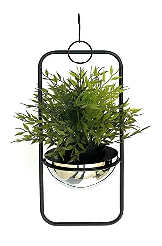 DanDiBo Blumenampel Innen Metall Wand Hängepflanzen 45 cm 96083 S mit Topf Silber Pflanzenhänger Blumenhänger Topfhänger Blumen Blumentopfhänger Hängetopf