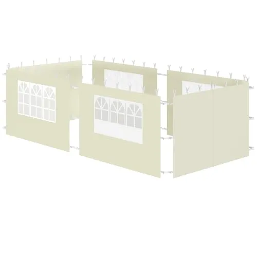 Zelsius Seitenwände für Pavillon 3x6 m, 6-teilig, Beige mit Fenster