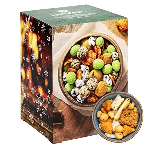 Corasol Premium Snack-Mix Adventskalender XL - 24 herzhafte Nuss-Snacks (625 g), luftdicht verpackt für tägliche Genussüberraschungen in der Adventszeit