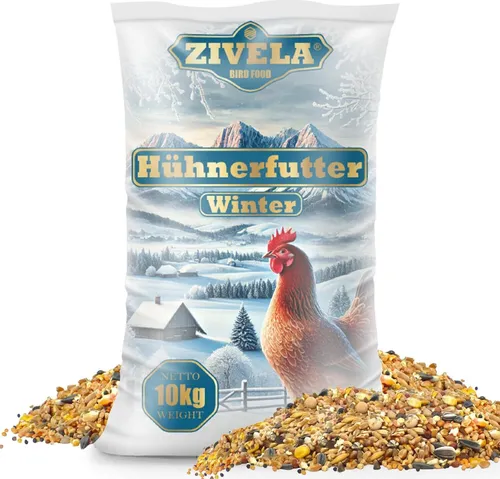 ZIVELA 10kg Hühnerfutter Geflügelkörnerfutter Körnerfutter für Winter | Geflügelfutter für Hühner, Gänse, Enten Non-GMO, 100% natürlich | Geeignet für Herbst und Winter.