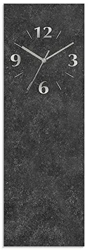 ARTLAND Lautlose Wanduhr aus Glas 20x60 cm - Moderne Wanduhr in Granitoptik, geräuschloses Uhrwerk ideal für Schlafzimmer oder ruhige Räume. Made in Germany, UV-beständig und langlebig.