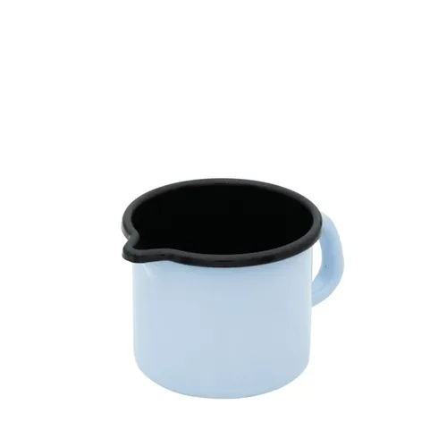 Riess Emaille Schnabeltopf 0,5L - Backemaille Blau - Universal-Kochtopf mit präzisem Ausguss und bequemen Griff. Ideal für Milch, Saucen und kleine Portionen. Hergestellt aus natürlichen Rohstoffen, energiesparend und für alle Herdarten geeignet.