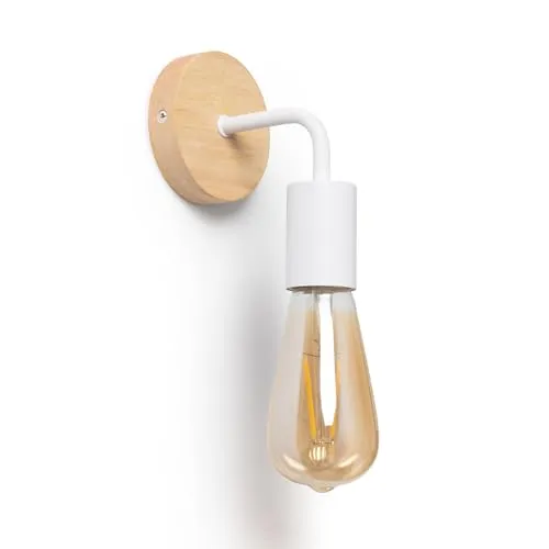 LEDKIA LIGHTING Wandleuchte Holz und Metall Jedali Weiß E27