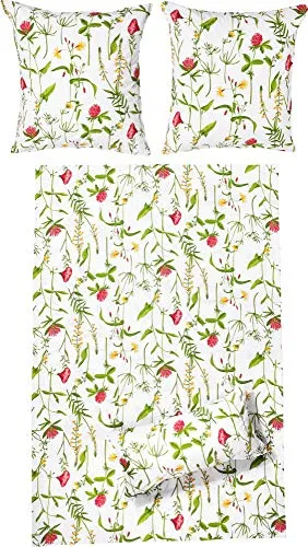 Erwin Müller Bettwäsche Set, Seersucker mit Blumen - Hochwertige 2-teilige Bettwäsche aus feinem Perkal-Seersucker. Allergikerfreundlich, bügelfrei und schnell trocknend - für erholsamen Schlaf und einfache Pflege.