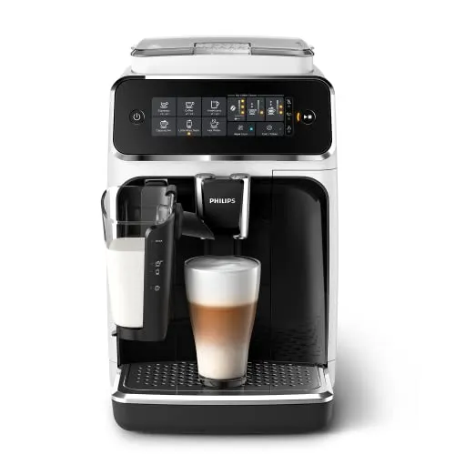 Philips Kaffeevollautomat mit LatteGo System - Kaffeevollautomat für samtig-cremigen Milchschaum und 5 Kaffeespezialitäten auf Knopfdruck. Mit interaktivem Touchdisplay und AquaClean Filter für bis zu 5000 Tassen ohne Entkalken.