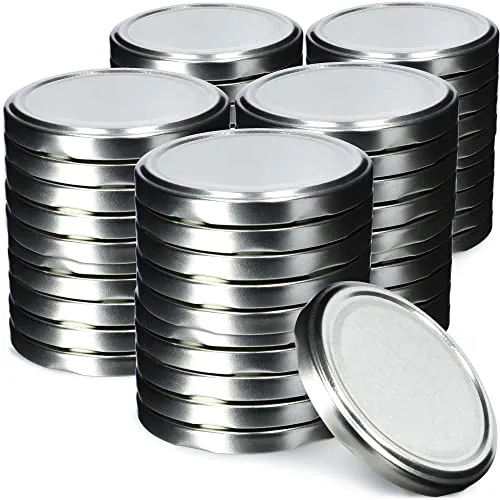 KADAX Schraubdeckel fi82 mm, Twist-Off-Deckel Set aus Metall, Ersatzdeckel für Einmachgläser, Deckel mit 6 Einrastzähnen für Sturzgläser und Einmachgläser (Silber, 50 Stück)