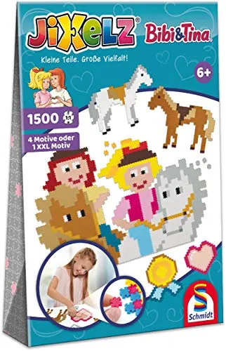 Schmidt Spiele 46116 Bibi und Tina Jixelz, Bibi & Tina, 1500 Teile, 5 Motive, Kinder-Bastelsets, Kinderpuzzle