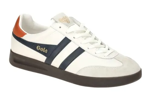 Gola CYCLONE LEATHER Herrenschuhe - Weiße Sneakers für Freizeit - Businessschuhe mit elegantem Design aus Glattleder und Velours, ideal für stilvolle Freizeitlooks. Bequemes, herausnehmbares Fußbett für optimalen Tragekomfort.