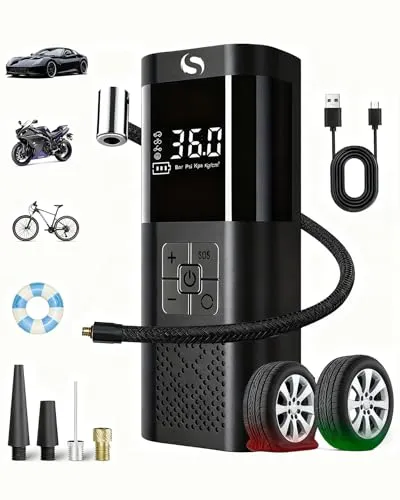 SERVOMASTER Akku Luftpumpe 150PSI – Tragbarer Kompressor mit Auto-Stopp