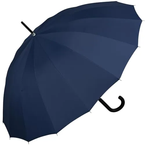 ix-brella Stockschirm 16teilig Full-Fiber mit Automatik - super stabil dunkelblau - 105cm