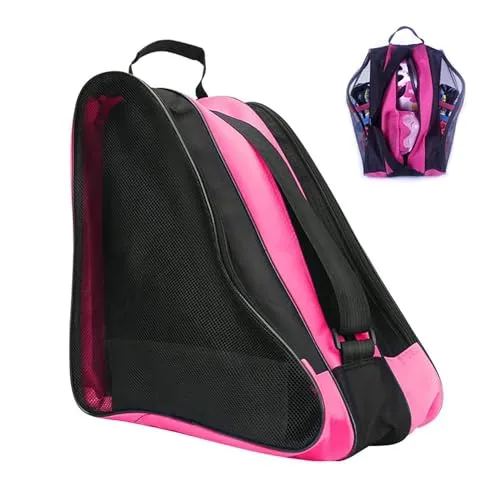 FIBOUND 1 Stück Rollschuhtasche, Oxford-Stoff-Skatetasche, Aufbewahrungstasche für Skateschuhe, Tragbare Inline-Skate-Tasche, Geeignet für Damen, Herren, Erwachsene und Kinder – Pink
