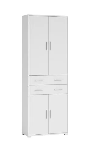 OFFICE LINE Aktenschrank in Weiß - Moderner Büroschrank mit 4 Türen - Komplettprogramme für Arbeitszimmer - Hoher Stauraum mit flexiblen Einlegeböden für Ordner und Büromaterial, modernes Design in Weiß für optimale Integration in Ihr Büro.