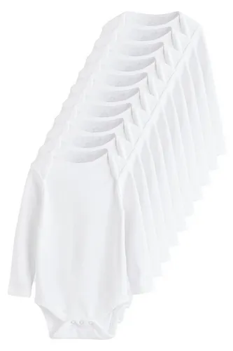 Next Langarmbody 10er-Pack - Bequeme Shirtbodies für Babys - 10er-Pack langärmelige Bodys aus Baumwolle, ideal für die kühle Jahreszeit. Maschinenwaschbar und pflegeleicht für stressfreies Waschen.