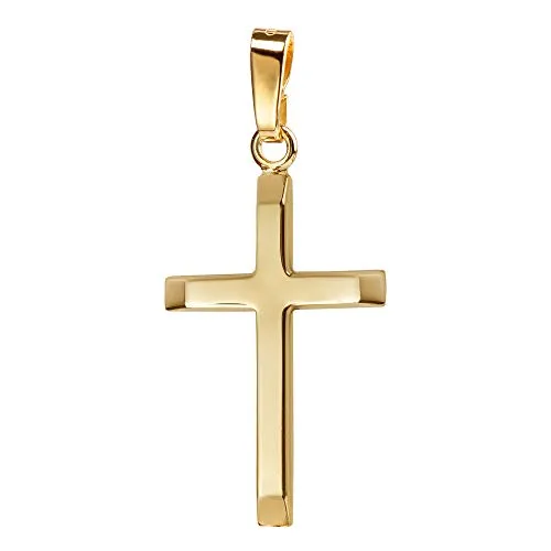 JEVELION Anhänger-Kreuz Goldkreuz für Damen, Herren und Kinder mit abgeflachten Kanten als Kettenanhänger 333 Gold 8 Karat mit Schmuck-Etui