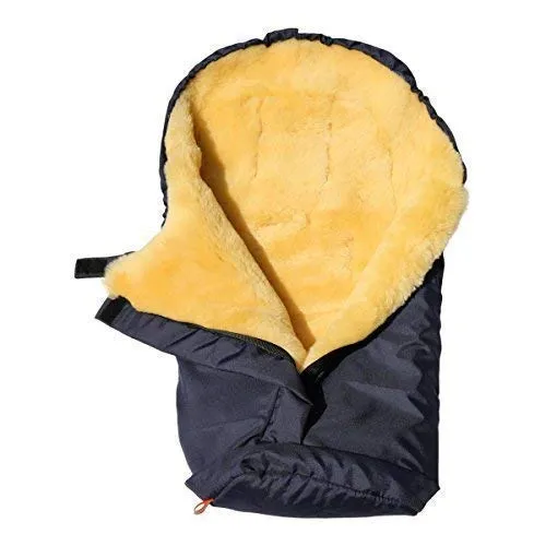 Lammfell - KINDERWAGEN FUßSACK Baby Fußwärmer Farbe Schwarz