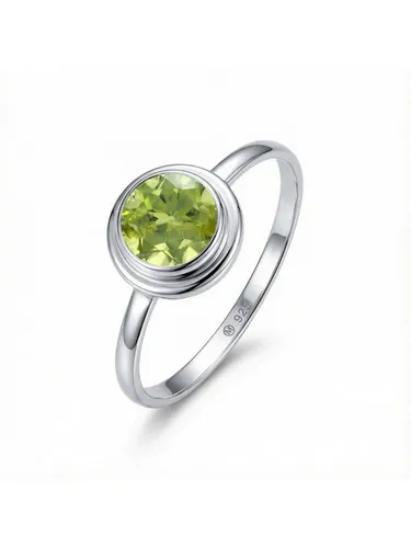 mantraroma Silber Ring Damen 925 mit grünem Peridot in grün von mantraroma