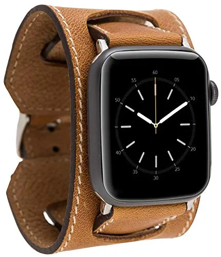 Burkley Echtes Leder Armband für Apple Watch 42mm 44mm 45mm - Smartwatch Ersatzarmbänder – handgefertigtes, edles Lederarmband für zeitlose Eleganz und hohen Tragekomfort, kompatibel mit allen Apple Watch Serien.