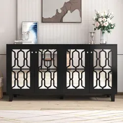 Merax Kommode Sideboard mit Spiegelfront und 4 Türen