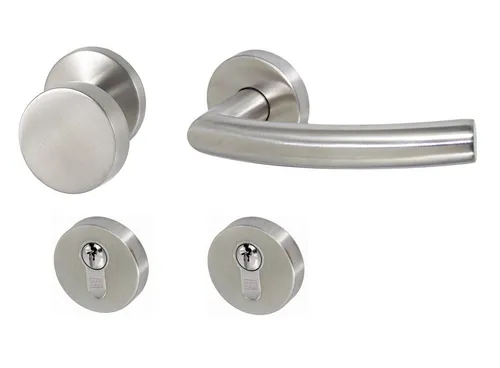 Häusler Onlinehandel GmbH Türbeschlag Edelstahl V2A Türbeschlag 1474 Paula R Türklinke Türdrücker (Wohn-PZ Türbeschlag, Kompletter Türbeschlag Beidseitig), Rückholfeder zur Schlossentlastung
