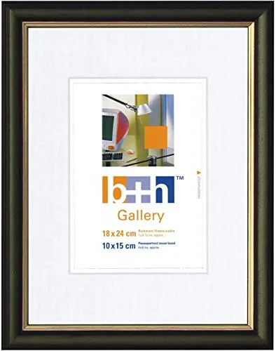 Bilderrahmen 18 x 24 grün gold schwarz Holz massiv, antik-optik Innenrand goldfarben Aufsteller Glas
