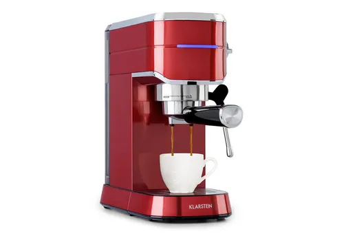 Futura Espressomaker 20 bar - 1450 Watt Edelstahl Rot - Siebträgermaschine mit 20 bar Pumpendruck und 1,25 Liter Wassertank, ideal für perfekten Kaffeegenuss wie im Café – ganz bequem zuhause.