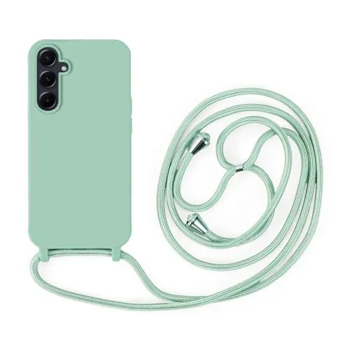 Handykette Kompatibel mit Samsung Galaxy A55 | Necklace Hülle mit Band, Handyhülle zum Umhängen | Case mit Handykordel, Stoßfeste Schutzhülle zum Umhängen Kordel | Mintgrün