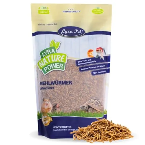 Lyra Pet® Mehlwürmer getrocknet - 10 Liter Premium Vogelfutter - Vogelfutter mit hochwertigen, proteinreichen Mehlwürmern, ideal für Vögel und Reptilien. Schonend getrocknet für optimalen Nährstoffgehalt und unwiderstehlichen Geschmack.