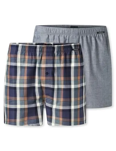 Schiesser Herren 2 Pack Baumwolle Web Multipack-Webboxer - Herren-Boxershorts aus hochwertiger Baumwolle, bequem und atmungsaktiv für optimalen Tragekomfort.