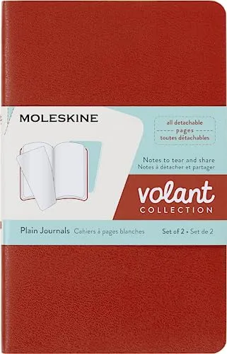 Moleskine Volant Notizhefte (blanko, Soft Cover, Pocket/A6) 2er-Set Korallrot, Aquamarinblau