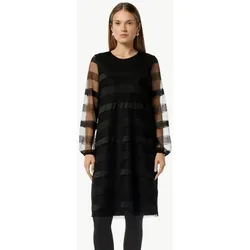 comma Kleid - Freizeitkleid für Damen mit Rundhalsausschnitt und langen Ärmeln, Regular Fit und stylischen Mesh-Einsätzen für einen modernen Look.