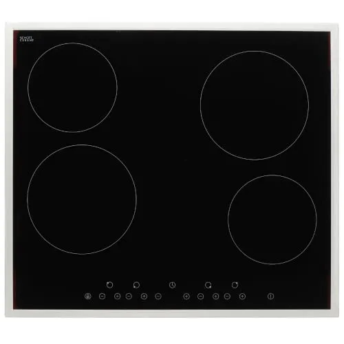 PKM Glaskeramik Kochfeld EB-C4N / 60cm/ 4 Kochzonen/ 9 Heizstufen je Kochzone/Touch Bedienung/ 6000W/ Restwärmeanzeige/Timer/automatische Topferkennung/Kindersicherung/Edelstahlrahmen