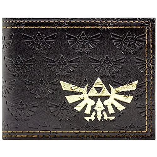 Produktbild Link's Awakening Legend of Zelda Geprägte Goldene Triforce Artefakt Geldbörse/Geldbeutel Bi-Fold Münzfach & Kartenhalter, Schwarz