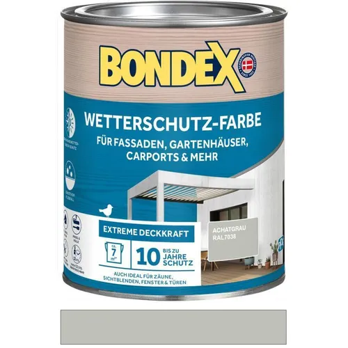 BONDEX Wetterschutz-Farbe achatgrau (RAL 7038) 0,75 L - Witterungs-/UV-Beständig