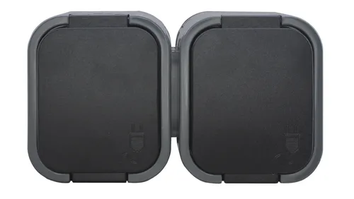 B2 Gniazdo podwójne 2P+Z SCHUKO bryzgoodporne z klapką w kolorze czarnym IP54 sz