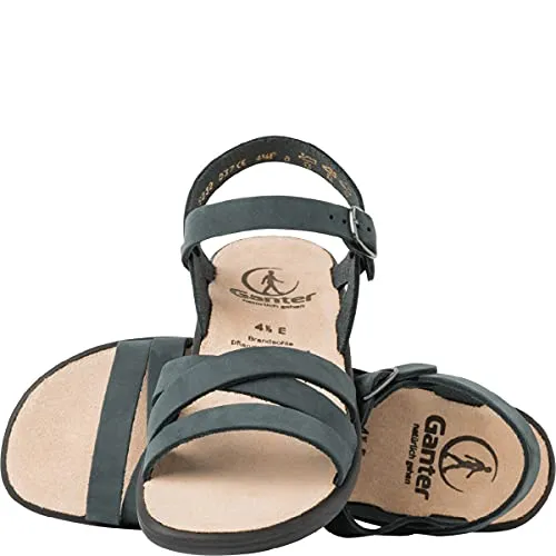 Ganter SONNICA-E Damen Sandalen - Blau (ocean 3000), Größe 42 EU (8 UK) - Wanderschuhe für schmale Füße, mit modernen Riemchen und flacher Sohle für optimalen Komfort beim Wandern.