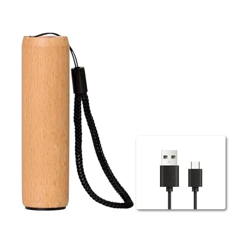 LQWELL® Mini Taschenlampe USB C Aufladbar, Taschenlampen Klein mit 3 Lichtmodi, Aluminium Tragbare Hand Flashlight mit Holzschale für Camping, Wandern, Notfall, Joggen, Nachtlesen