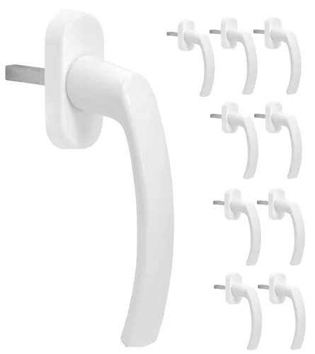 Fenstergriff Fensterolive Fensterbeschlag Aluminium weiß RAL 9016 SET, 10 Stück