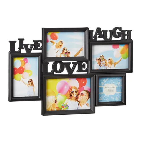 Bilderrahmen Live Love Laugh Bildercollage Fotorahmen Collagerahmen schwarz 2 x