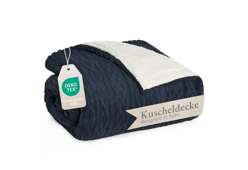 Wohndecke Oeko-TEX zertifizierte waschbare Wohn- & Kuscheldecke, Blumtal, mit weicher Sherpa-Innenseite
