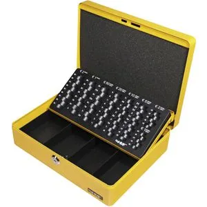 HMF Geldkassette - Abschließbare Bargeldkasse mit Münzzählbrett - Card-Reader mit hochwertigem Zylinderschloss, robustem Stahlblech und praktischem herausnehmbarem Münzzählbrett für EURO-Münzen. Ideal für sichere Bargeldaufbewahrung.